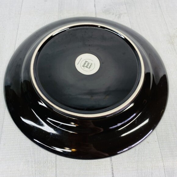 Over and Back Crackled Design Red Bronze Rim Round Ceramic Dinner Plates Set 4 - Picture 5 of 16